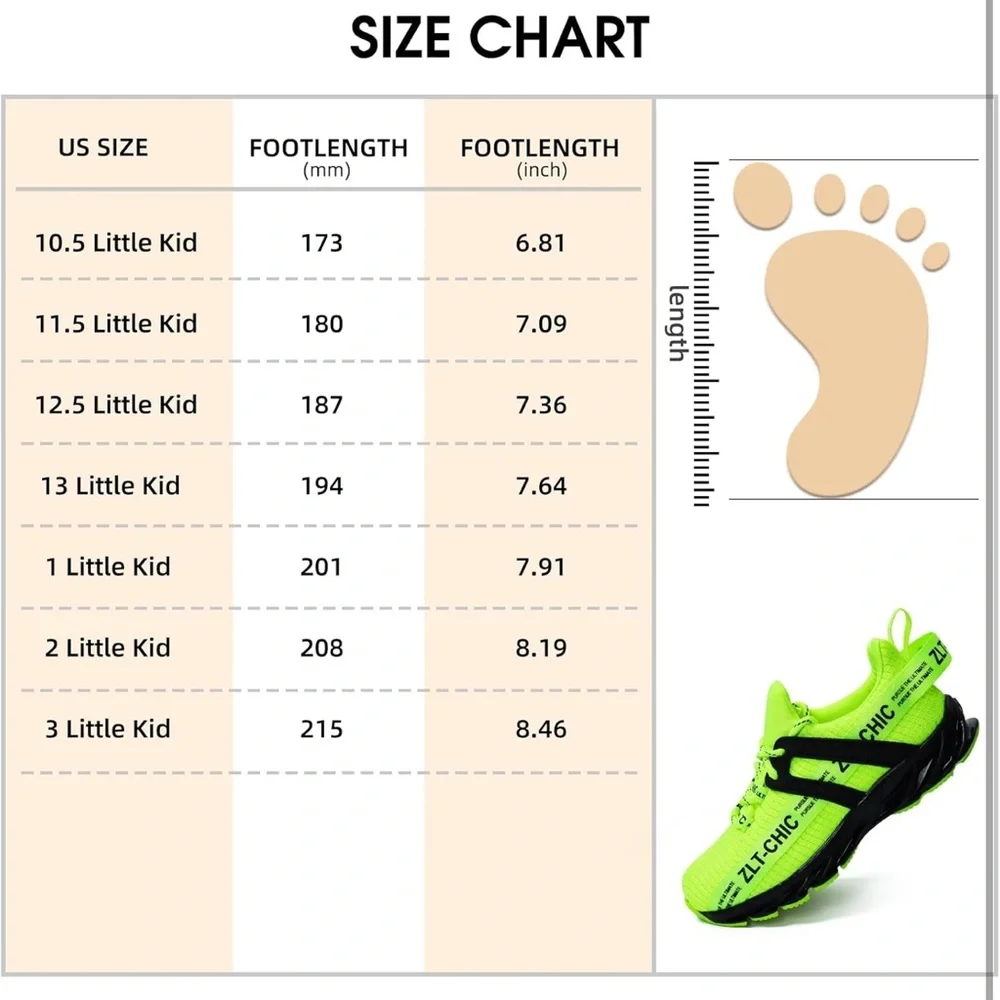 Boys Running Lightweight Lace up Sneakers highlight yellow size 1 little kid